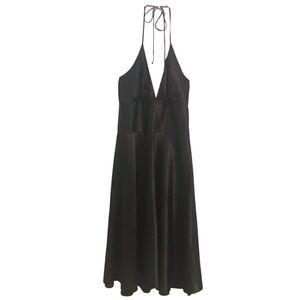 ALYN PAIGE Black Satin Halter Dress